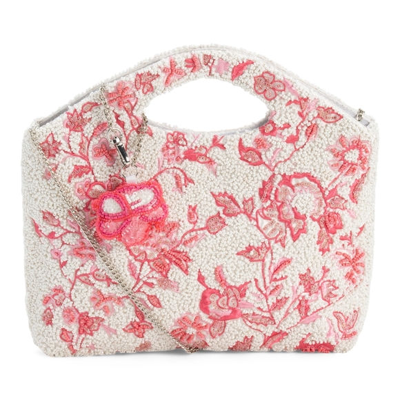 Beaded Floral Clutch Handbag